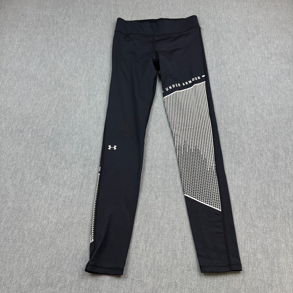 Under Armour Leggings Womens Small Black ColdGear Armour Block Graphic Yoga